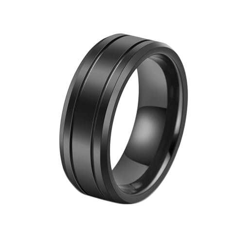 Stfery Wolfram Ringe Herren, 8mm Schwarz Ring Einfache Nut Hochzeitsringe Herren von Stfery