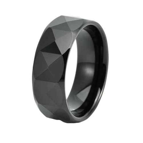 Stfery Wolfram Ringe Herren, 8mm Schwarz Ring Geometrisch Verlobungsring Herren von Stfery