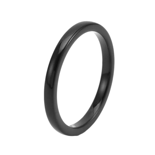 Stfery Wolfram Ringe Männer, 2mm Schwarz Ring Einfach Hochzeitsring Herren von Stfery