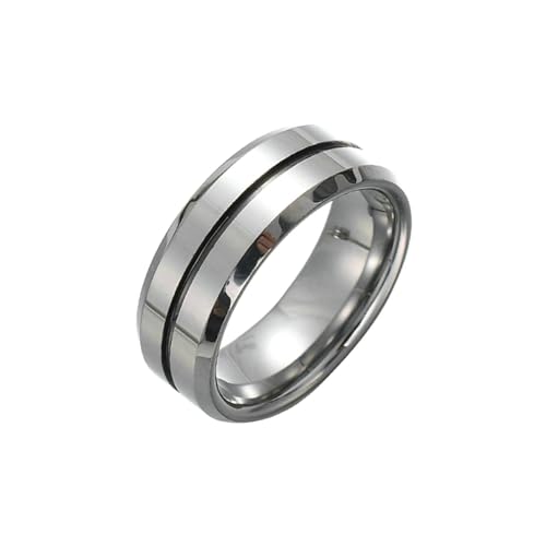 Stfery Wolfram Ringe für Herren, Ringe Silber Schwarz Rille Hochzeitsring Herren von Stfery