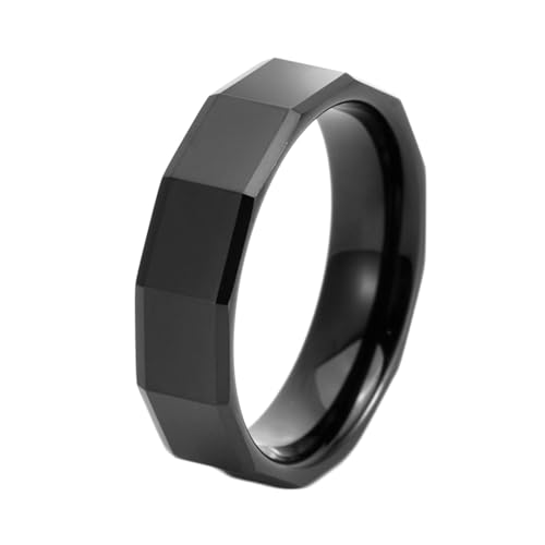 Stfery Wolfram Ringe für Herren Matt, 6mm Ringe Schwarz Geometrisch Hochzeitsring Mann von Stfery