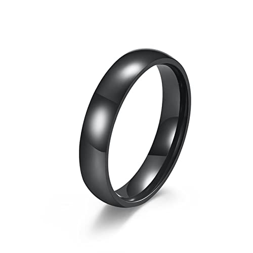 Titan Ring Poliert, Damenring 49 Schwarz 4MM Innen- und Außenbogen Modeschmuck Jubiläumsgeschenk für Sie von Stfery