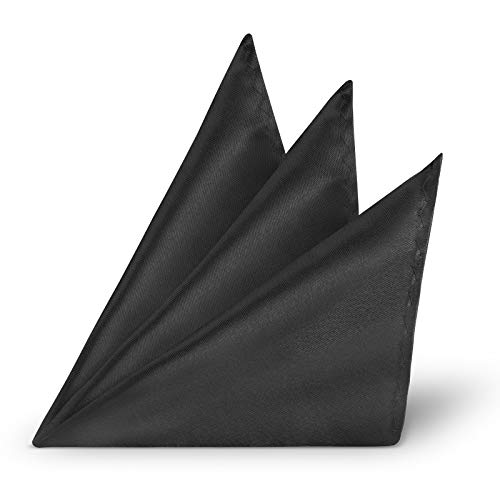 StickandShine Einstecktuch Schwarz einfarbig uni aus Polyester Ränder genäht 22 x 22 cm von StickandShine
