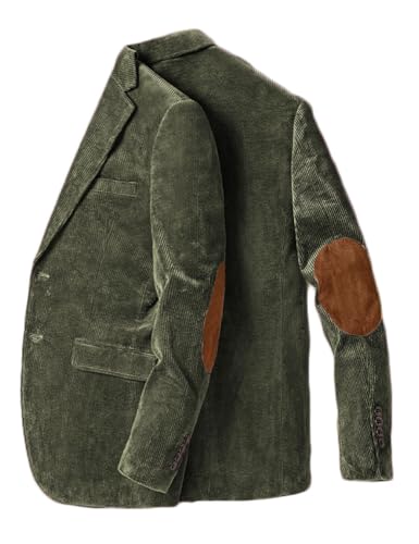 Stillluxury Blazer mit Ellenbogen-Patch, für Herren, einreihig, Kordsamt, lässiger Sportmantel, Revers, Hochzeit, Smoking, armee-grün, L Stillluxury Blazer mit Ellenbogen-Patch, für Herren, einreihig, Kordsamt, lässiger Sportmantel, Revers, Hochzeit, Smoking, armee-grün, L von Stillluxury