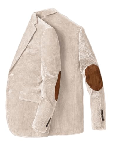 Stillluxury Blazer mit Ellenbogen-Patch, für Herren, einreihig, Kordsamt, lässiger Sportmantel, Revers, Hochzeit, Smoking, beige, M Stillluxury Blazer mit Ellenbogen-Patch, für Herren, einreihig, Kordsamt, lässiger Sportmantel, Revers, Hochzeit, Smoking, beige, M von Stillluxury