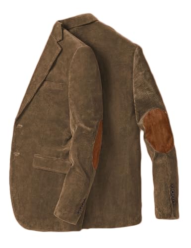 Stillluxury Blazer mit Ellenbogen-Patch, für Herren, einreihig, Kordsamt, lässiger Sportmantel, Revers, Hochzeit, Smoking, khaki, XL Stillluxury Blazer mit Ellenbogen-Patch, für Herren, einreihig, Kordsamt, lässiger Sportmantel, Revers, Hochzeit, Smoking, khaki, XL von Stillluxury