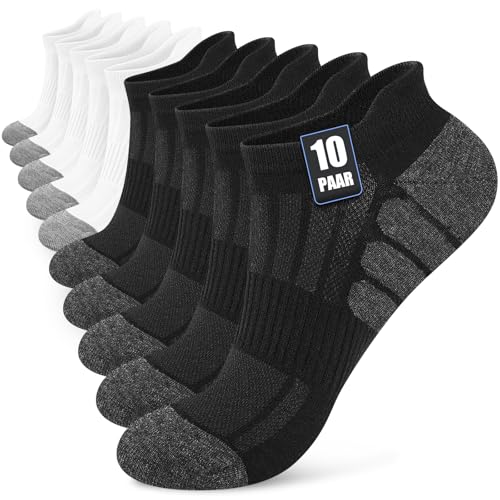 Stoeury 10 Paar Sneaker Socken Herren Damen, Atmungsaktive Baumwolle Kurze Sportsocken, Bequeme Sneakersocken mit Atmungsaktivem Netz, Knöchelsocken Herren mit Fußgewölbestütze, Schwarz & Weiß, 39-42 Stoeury 10 Paar Sneaker Socken Herren Damen, Atmungsaktive Baumwolle Kurze Sportsocken, Bequeme Sneakersocken mit Atmungsaktivem Netz, Knöchelsocken Herren mit Fußgewölbestütze, Schwarz & Weiß, 39-42 von Stoeury
