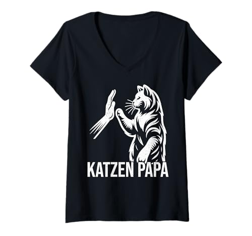 Damen Katzen Papa Vatertag Vater Vaterschaft Elternteil Katzenpapa T-Shirt mit V-Ausschnitt Damen Katzen Papa Vatertag Vater Vaterschaft Elternteil Katzenpapa T-Shirt mit V-Ausschnitt von Stolzer Papa Katze Katzenliebhaber Vater Daddy
