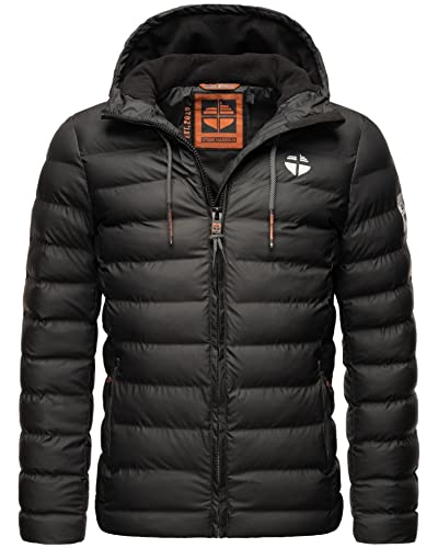 STONE HARBOUR Herren Steppjacke leichte Winterjacke mit Kapuze B731 [B731 - Schwarz - Größe L - Gr. L] von STONE HARBOUR