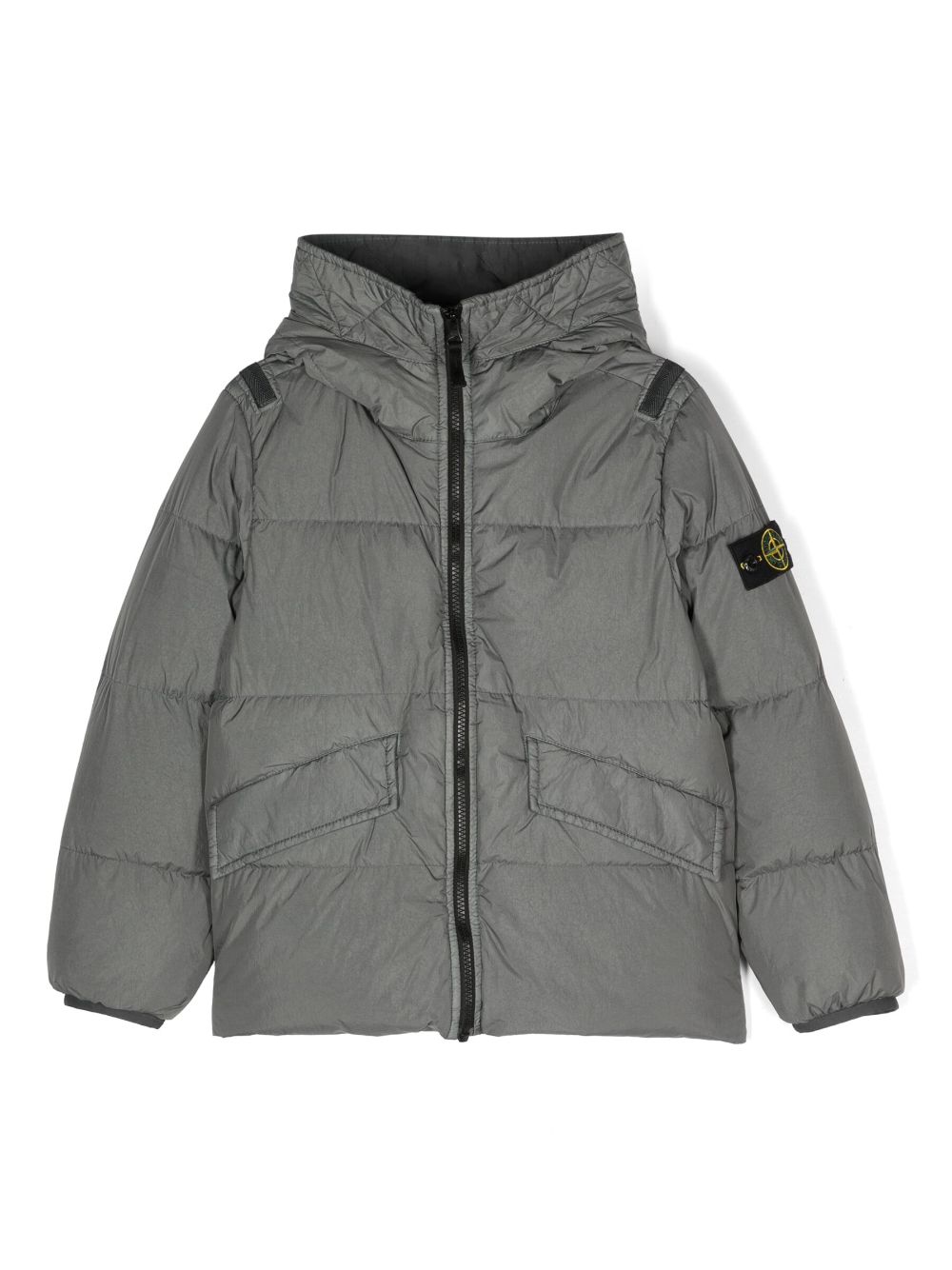 Stone Island Junior Gefütterte Jacke mit Kompass - Grau von Stone Island Junior