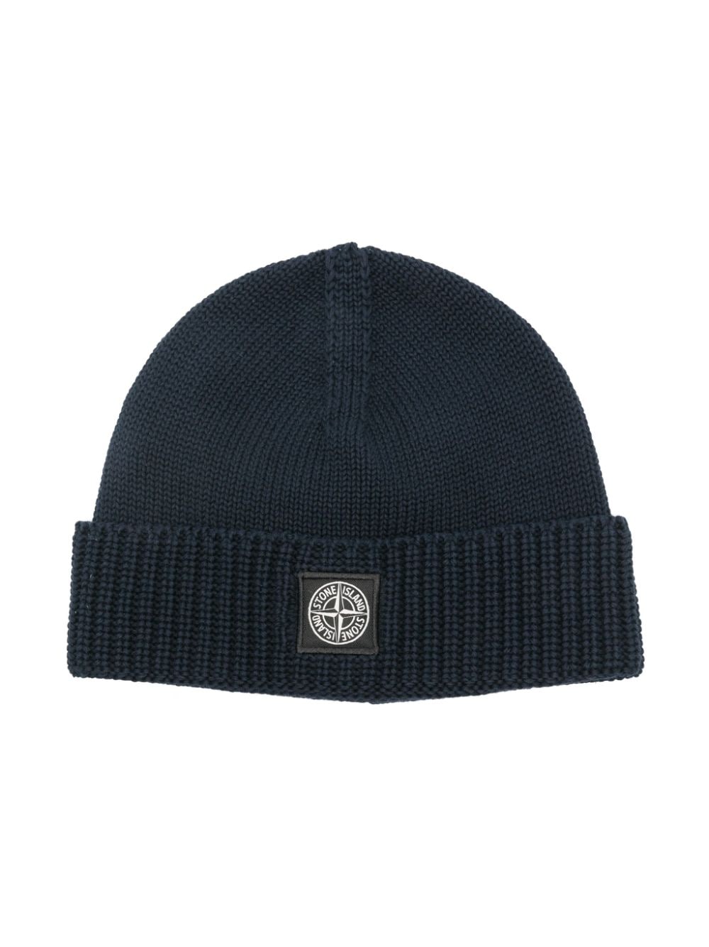 Stone Island Junior Gestrickte Beanie mit Kompass - Blau von Stone Island Junior