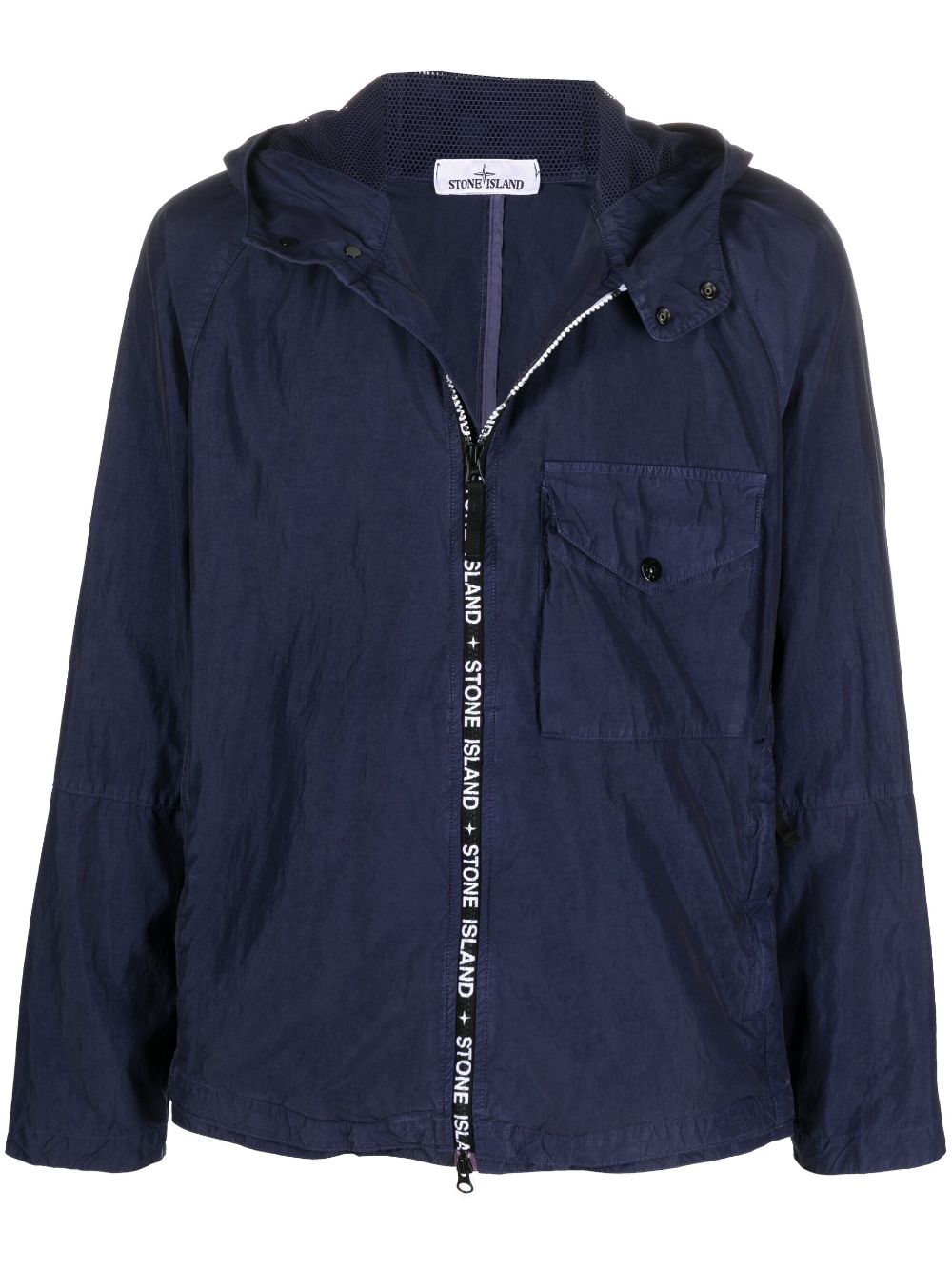 Stone Island Kapuzenjacke mit Logo-Streifen - Blau von Stone Island