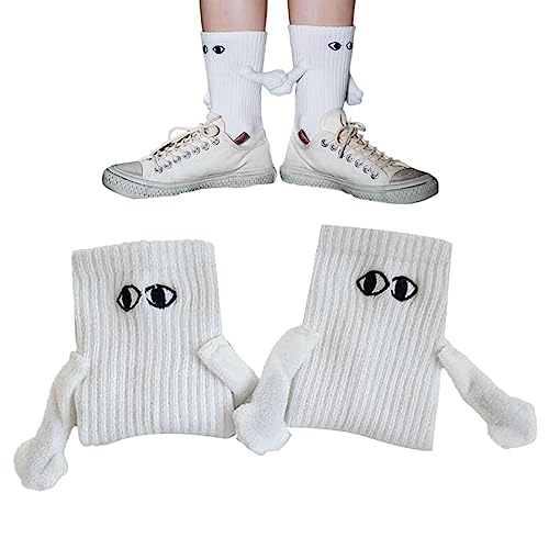 Lustige Socken für Paare | Neuartige Sportsocken für Damen und Herren | Magnet 3D Händchenhaltende Puppen Baumwollsocken | 2023 Neue Süße Crew Funny Socks Paare Geschenke für Sie und Ihn von Storaffy