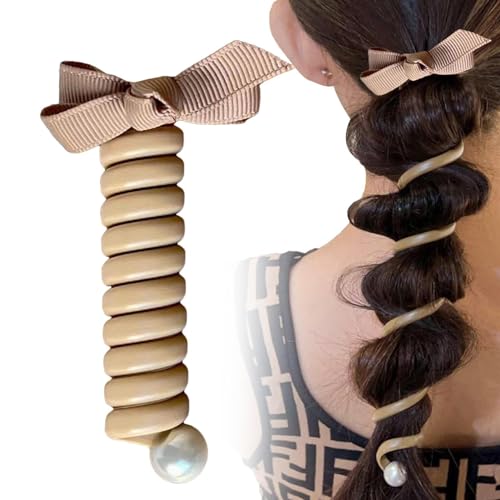 Telefonkabel Haargummi Spiral | Elastische Haarband für Mädchen | Haargummis mit Schleifenknoten, Pferdeschwanzhalter | Telefonleitung Spirale Haarbänder Haarschmuck für Frauen Mädchen von Storaffy