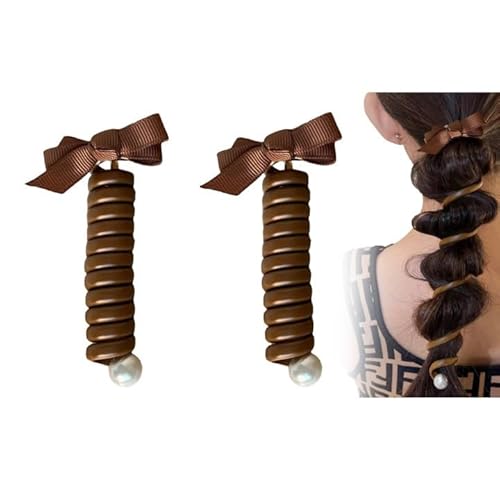 Telefonkabel Haargummi Spiral | Elastische Haarband für Mädchen | Haargummis mit Schleifenknoten, Pferdeschwanzhalter | Telefonleitung Spirale Haarbänder Haarschmuck für Frauen Mädchen von Storaffy