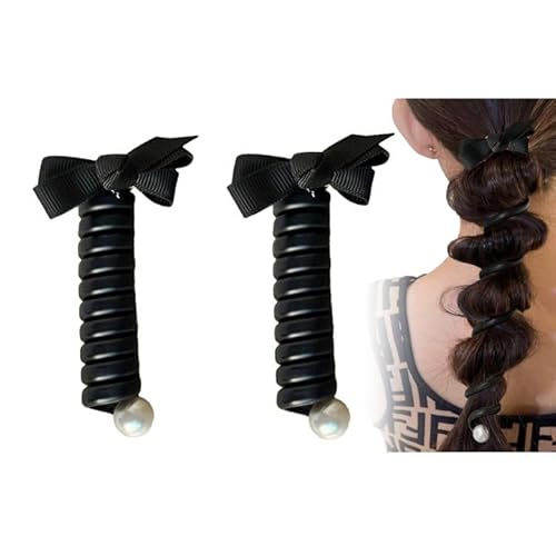 Telefonkabel Haargummi Spiral | Elastische Haarband für Mädchen | Haargummis mit Schleifenknoten, Pferdeschwanzhalter | Telefonleitung Spirale Haarbänder Haarschmuck für Frauen Mädchen von Storaffy