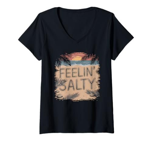 Damen Strand Tshirt Herren Damen Retro Vintage Sommer 70er 80er T-Shirt mit V-Ausschnitt Damen Strand Tshirt Herren Damen Retro Vintage Sommer 70er 80er T-Shirt mit V-Ausschnitt von Strand Tshirt Urlaub Strandurlaub Sommer Vacation