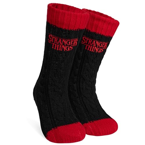 Stranger Things Antirutschsocken Damen Teenager One Size - gemütliche ABS Socken Damen Antirutsch Haussocken für den Winter (Schwarz) von Stranger Things