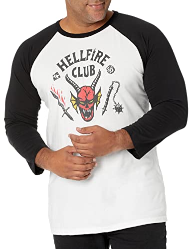 Stranger Things Herren Hellfire Club T-Shirt, weiß/schwarz, Small von Stranger Things