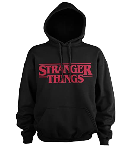 Stranger Things Offizielles Lizenzprodukt Logo Kapuzenpullover (Schwarz), X-Large von Stranger Things