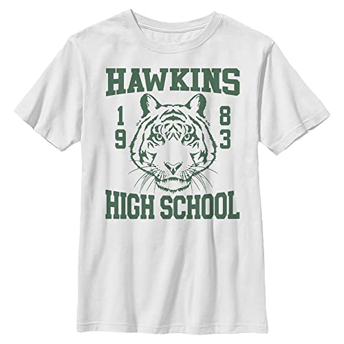 Stranger Things Unisex Kinder Hawkins High Tiger 1983 Short Sleeve T-shirt, Weiß, Einheitsgröße von Stranger Things