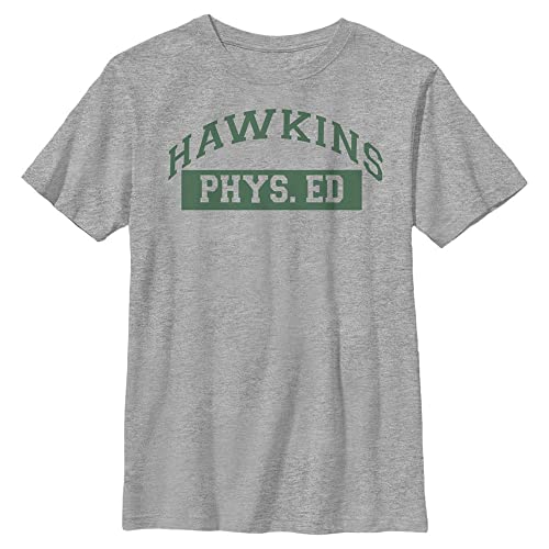 Stranger Things Unisex Kinder Hawkins Phys Ed Short Sleeve T-shirt, Heather Grey, Einheitsgröße von Stranger Things