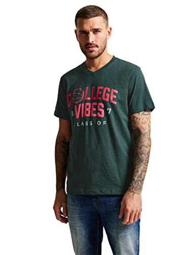 Street One MEN Kurzarmshirt im College Style Herren D319363 Evergreen Melange L von Street One MEN