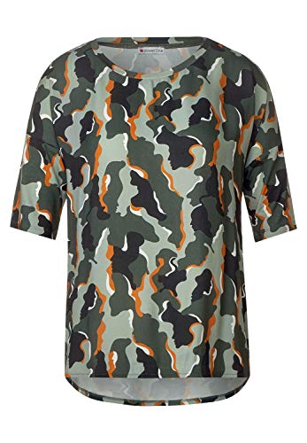 STREET ONE Damen 315230 Kurzarmshirt bunt T-Shirt, Shady Olive, 38 STREET ONE Damen 315230 Kurzarmshirt bunt T-Shirt, Shady Olive, 38 von Street One