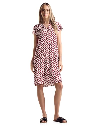 STREET ONE Damen A143969 Struktur Kleid mit Print, Mahogany Red, 36 von Street One