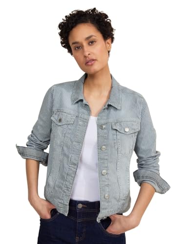 STREET ONE Damen A212094 Gestreifte Jeansjacke, Stripe Soft Washed, 42 von Street One