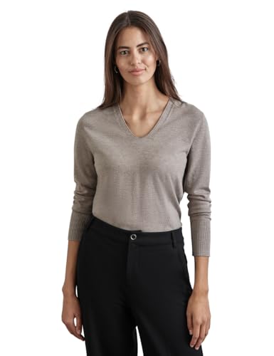 STREET ONE Damen A302964 Strickpullover Mit Details, Mocha Beige Mel., 46 EU STREET ONE Damen A302964 Strickpullover Mit Details, Mocha Beige Mel., 46 EU von Street One