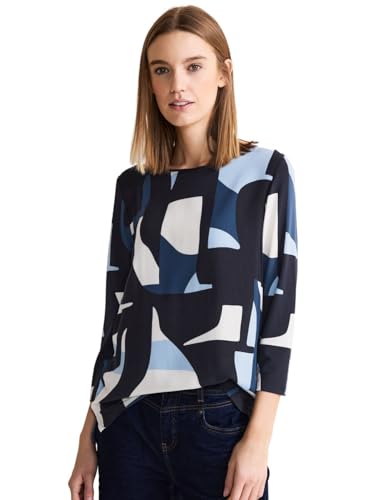 STREET ONE Damen T-Shirt 3/4 Arm Bedruckt, deep blue, 44 von Street One