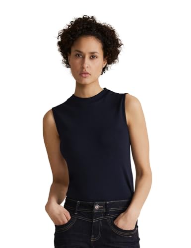 STREET ONE Damen Top mit Stehkragen, deep blue, 46 von Street One