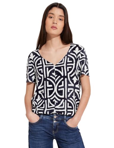 STREET ONE Damen A321327 Print T-Shirt, deep Blue, 34 von Street One