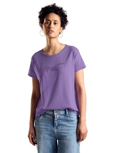 STREET ONE Damen A321680 T-Shirt mit Wording, Bellflower Lilac, 38 STREET ONE Damen A321680 T-Shirt mit Wording, Bellflower Lilac, 38 von Street One