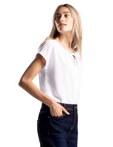 STREET ONE Damen A321769 Materialmix-T-Shirt, Weiß, 38 STREET ONE Damen A321769 Materialmix-T-Shirt, Weiß, 38 von Street One