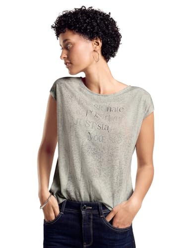 STREET ONE Damen A321962 T-Shirt mit Wording, Smooth Sand beige, 34 STREET ONE Damen A321962 T-Shirt mit Wording, Smooth Sand beige, 34 von Street One