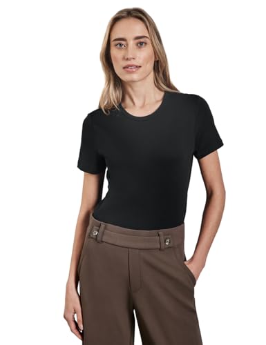 STREET ONE Damen A322958 Basic T-Shirt in Unifarbe, Black, 44 STREET ONE Damen A322958 Basic T-Shirt in Unifarbe, Black, 44 von Street One