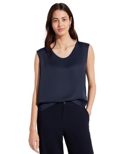 STREET ONE Damen A344656 Satin Top, deep Blue, 46 von Street One