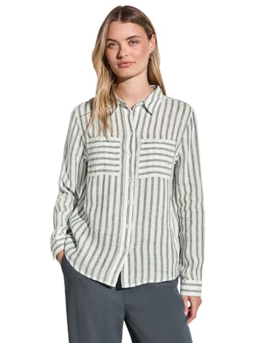 STREET ONE Damen A345406 Gestreifte Hemdbluse, Garden Green, 38 STREET ONE Damen A345406 Gestreifte Hemdbluse, Garden Green, 38 von Street One