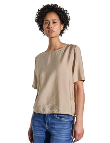 STREET ONE Damen A345528 Bluse in Unifarbe, Cotton beige, 46 STREET ONE Damen A345528 Bluse in Unifarbe, Cotton beige, 46 von Street One