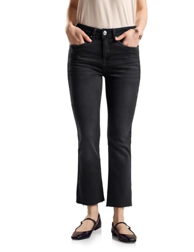 STREET ONE Damen A377999 Jeans Bootcut Leg, Black Soft wash, 26W x 26L von Street One