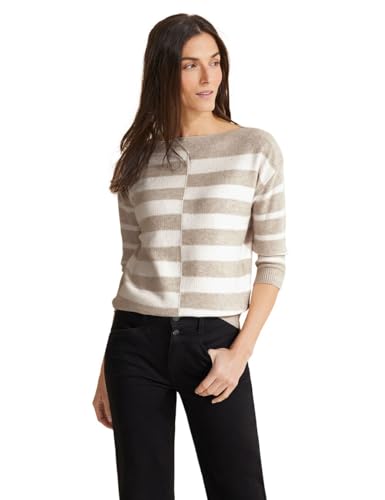 STREET ONE Damen Gestreifter Pullover, spring sand melange, 38 von Street One