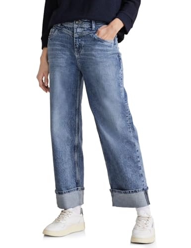 STREET ONE Damen Jeans Straight und High, authentic light blue washed, 29W / 28L von Street One