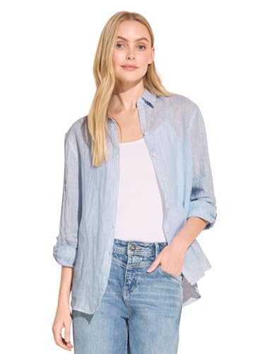 Street One Damen Gestreifte Leinenbluse breath of air blue,44 von Street One