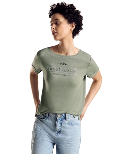 STREET ONE Damen A321543 T-Shirt mit Print, Soft Moss Green, 38 STREET ONE Damen A321543 T-Shirt mit Print, Soft Moss Green, 38 von Street One