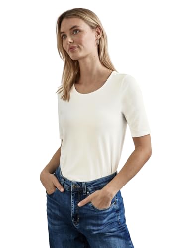 STREET ONE Damen A322224 T-Shirt mit Rundhals, Off White, 38 STREET ONE Damen A322224 T-Shirt mit Rundhals, Off White, 38 von Street One