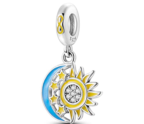 Streetculture Leuchtend Sonne Mond Sterne Universum - Charm 925 Silber Bettelarmband Anhänger Schmuck Geschenk Sterlingsilber von Streetculture