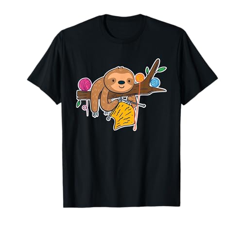 Stricken Häkeln Strickerin Faultier mit Stricknadeln Wolle T-Shirt Stricken Häkeln Strickerin Faultier mit Stricknadeln Wolle T-Shirt von Stricken Zubehör & Stricken und Häkeln