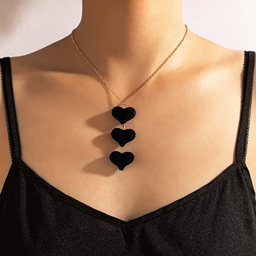 Sttiafay Halskette mit Herz-Anhänger aus schwarzem Samt, für Damen und Mädchen von Sttiafay